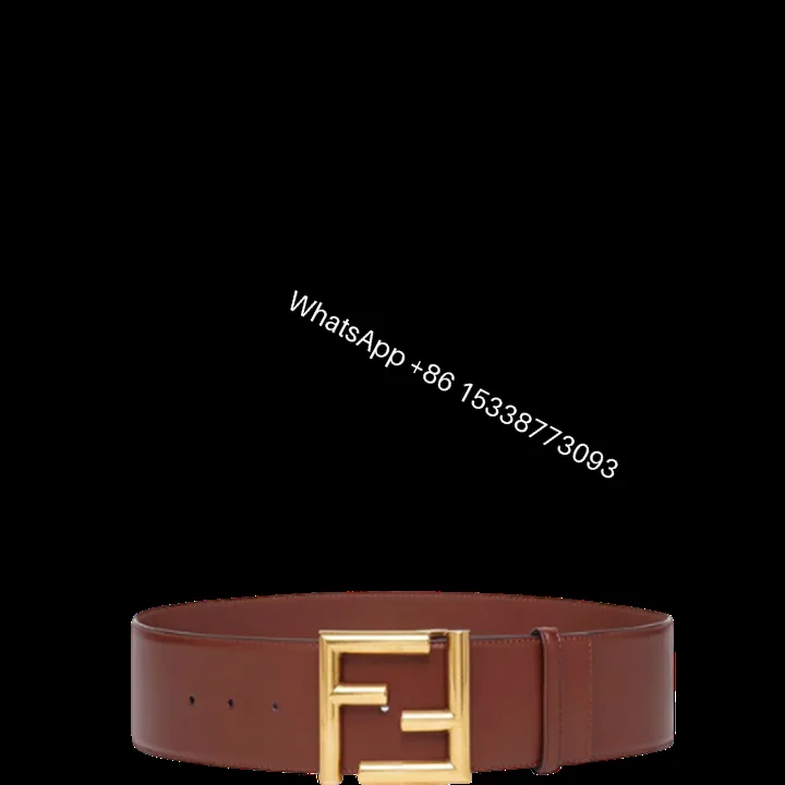 View 1 of FENDI BROWN LEATHER BELT WITH FENDI GOLD BUCKLE 40MM