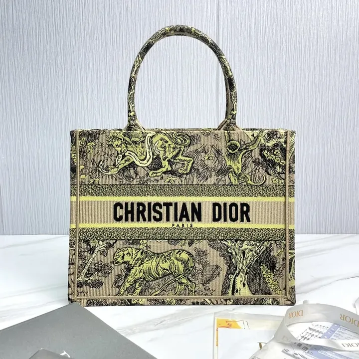 View 1 of Structured Canvas Satchel: Bold Tapestry with Dior Branding
