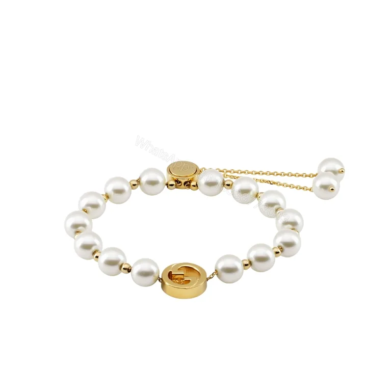 View 1 of Gucci Interlocking Pearl Bracelet Gold ‎839033 JCF27 8062