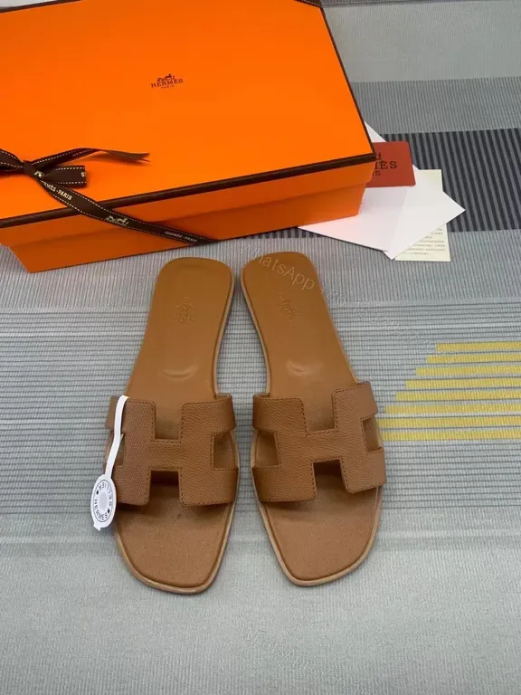 View 1 of Cognac Calfskin Slides â€“ All-Day Comfort, Refined Style