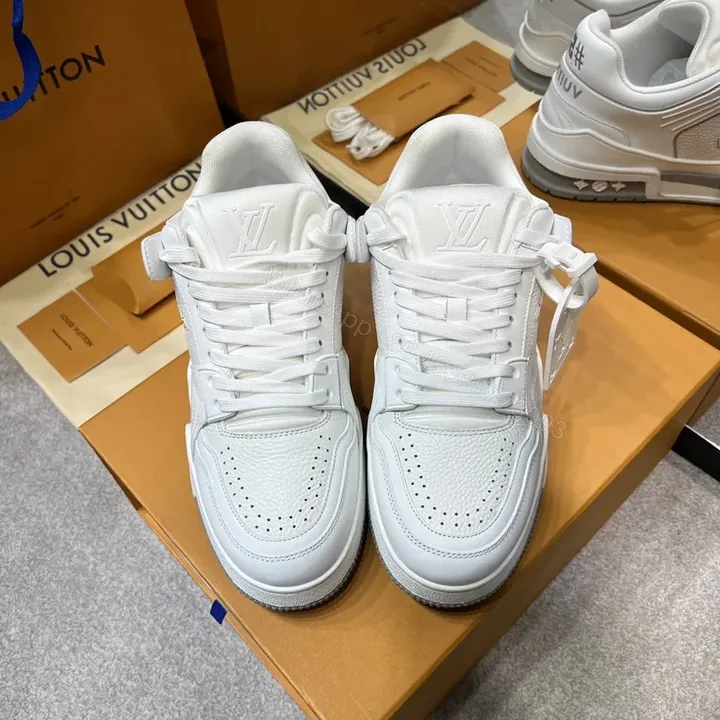 View 1 of Minimalist White Luxury Training Sneaker with LV Craft