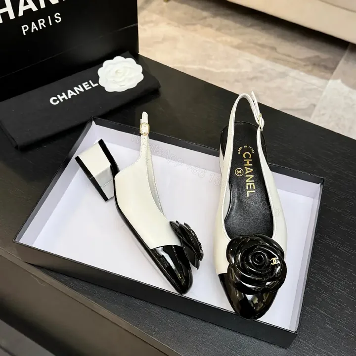View 1 of Cream-Leather Two-Tone Rose Slingback Pumps, Luxe Style