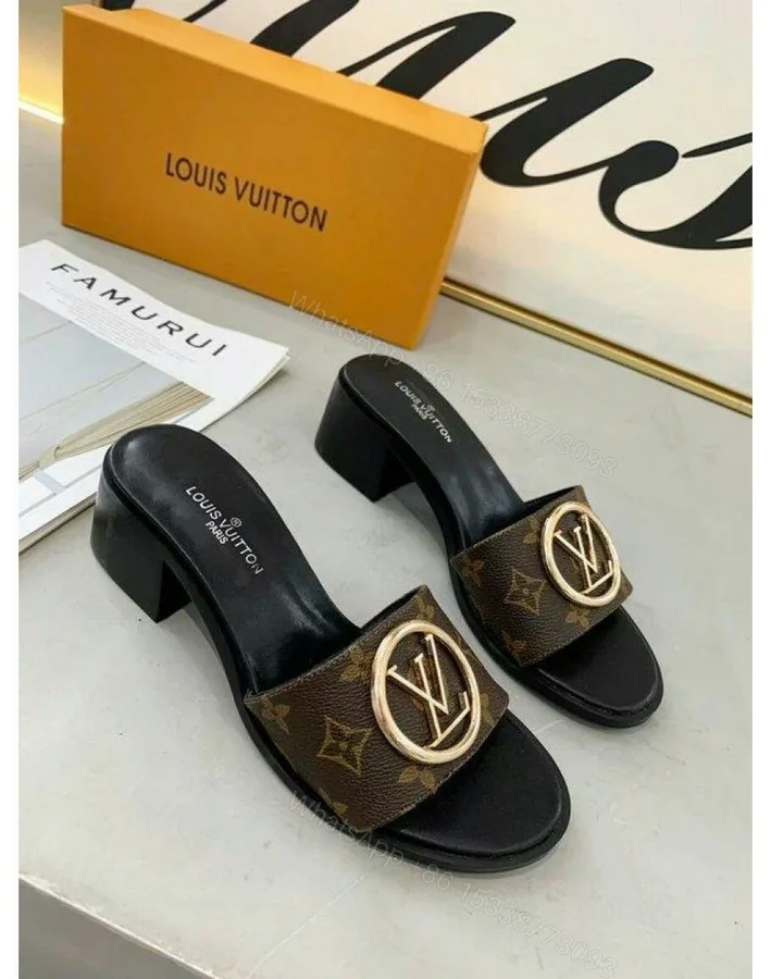 View 1 of BUY FIRST COPY LOUIS VUITTON BLOCK HEELS FOR LADIES