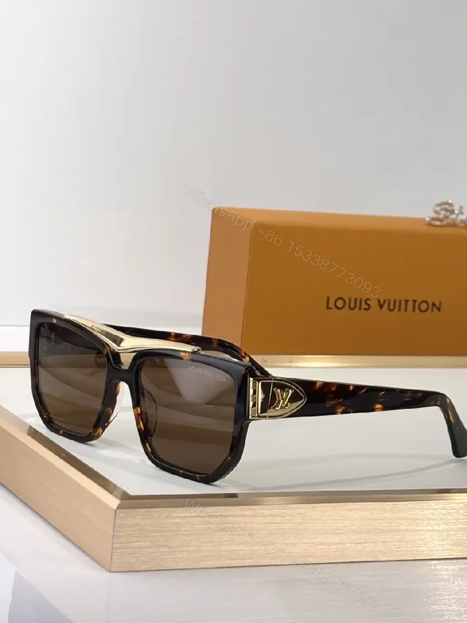 View 1 of Tortoise Acetate Sunglasses: Oversized Square, LV Hardware, UV400