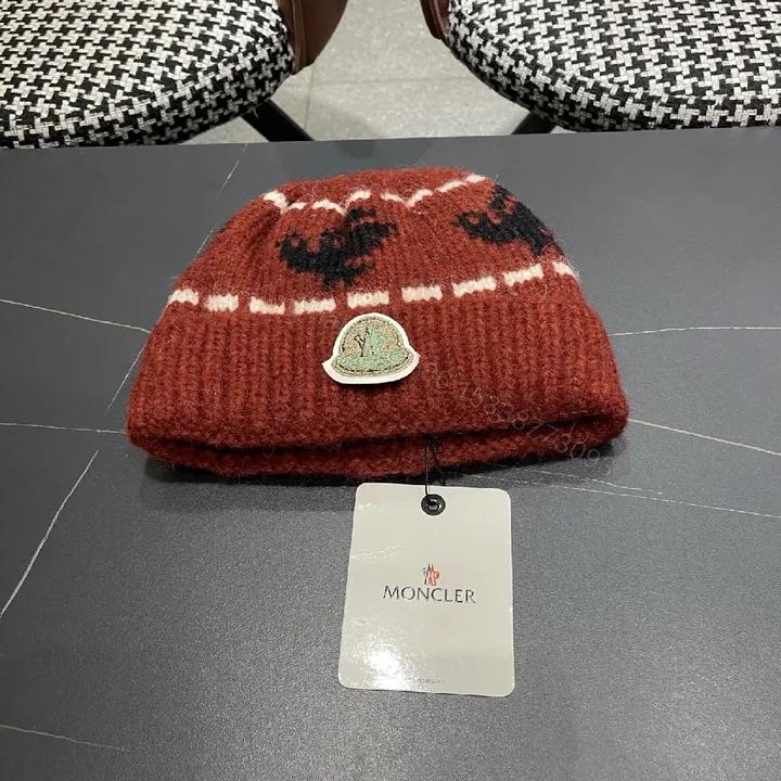 View 1 of Cozy Knit Beanie with Crest – Warm Patterned Style Beanie