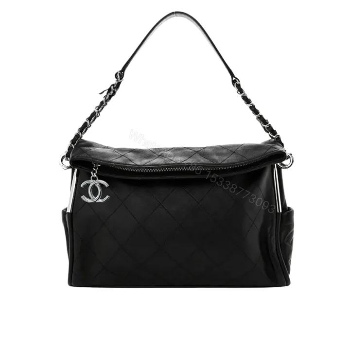 View 1 of Chanel Ultimate Soft Hobo Bag Silver Hardware Black 38Cm