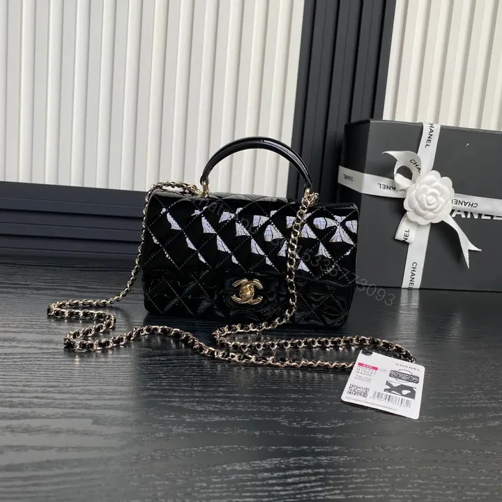 View 1 of Chanel Patent Quilted Mini Top Handle Flap Bag