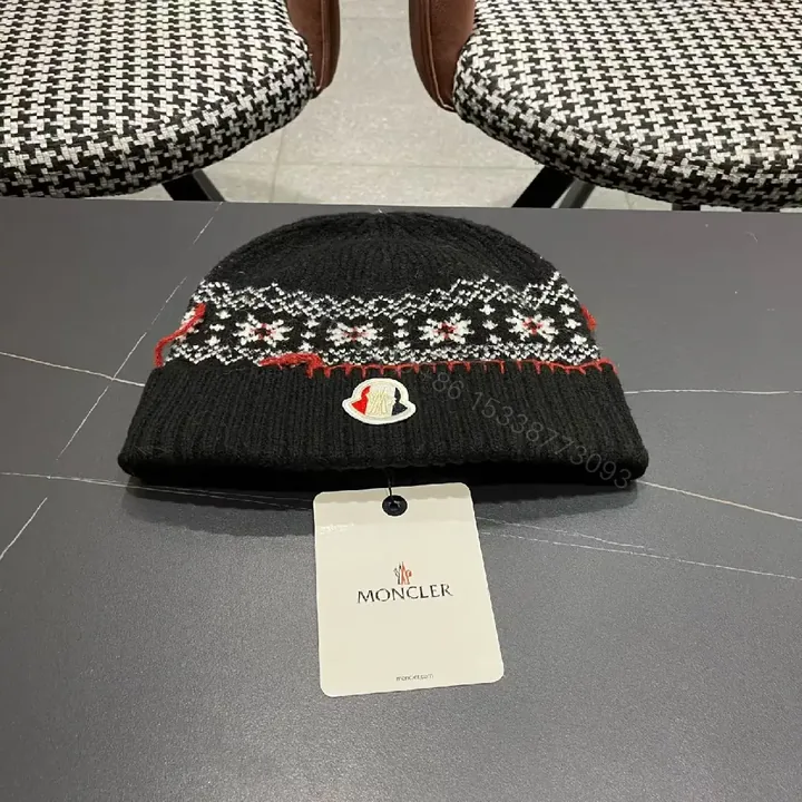 View 1 of Cozy Knit Beanie – Patterned Band, Premium Badge, One-Size