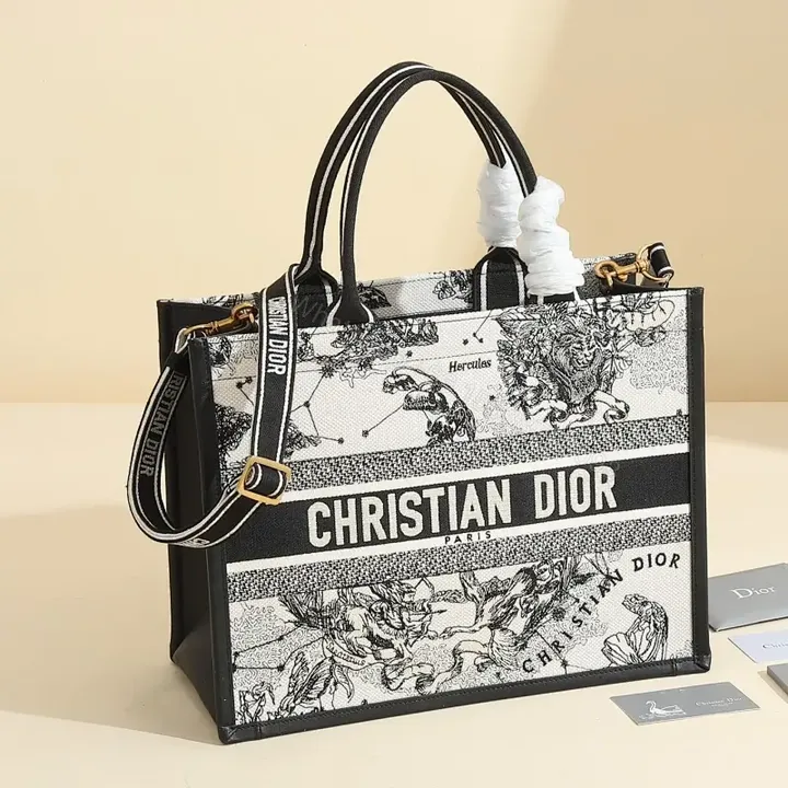 View 1 of Bold Red Graphic Tote with Iconic Print, Everyday Luxury Tote