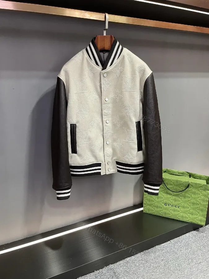 View 1 of Textured Monogram Varsity Jacket: Modern Luxury, All-Day Comfort
