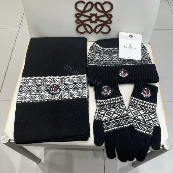 View 1 of Monochrome Knit Set: Premium Nordic-Patterned Warmth Accessories