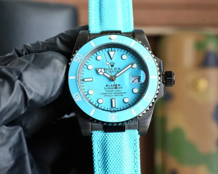 View 1 of Blaken Custom Rolex Submariner Tiffany Blue Strap 40mm RG-BLAKEN-SUB-40MM-TIFFANY-STRAP