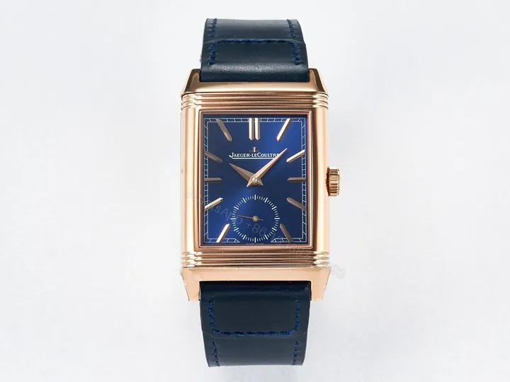 View 1 of Reverso Tribute Duoface Small Seconds RG MGF Best Edition Blue Dial on Blue Leather Strap A854A