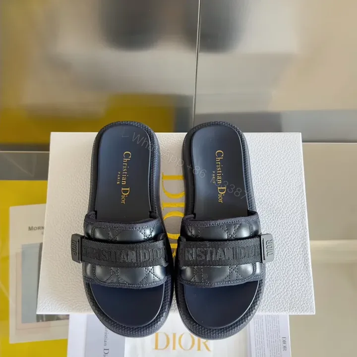 View 1 of Patterned Sandals: Quilted Leather Dior-Style Slide Sandals