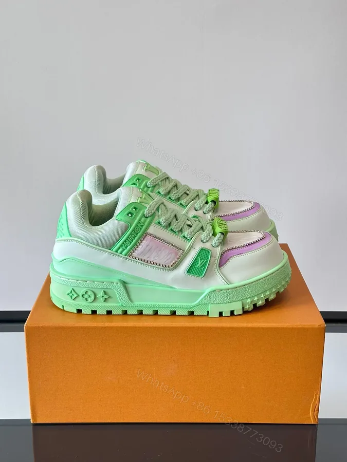View 1 of LV Men Light Green Leather Sneakers