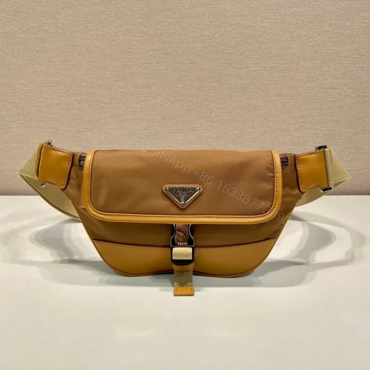 View 1 of BELT BAG 18 IN SEPIA BROWN RE-NYLON AND CALFSKIN TRIM