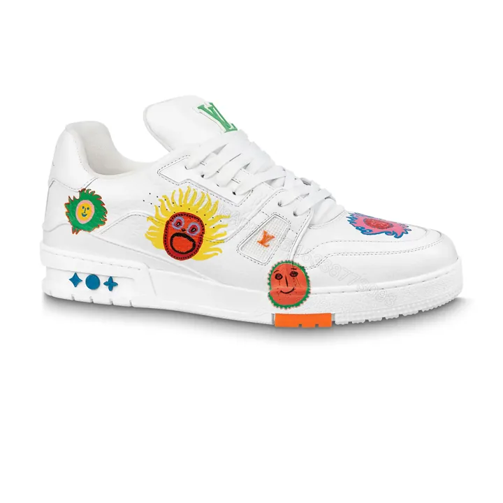 View 1 of LOUIS VUITTON X YAYOI KUSAMA LV TRAINER SNEAKER IN WHITE – LSVT352