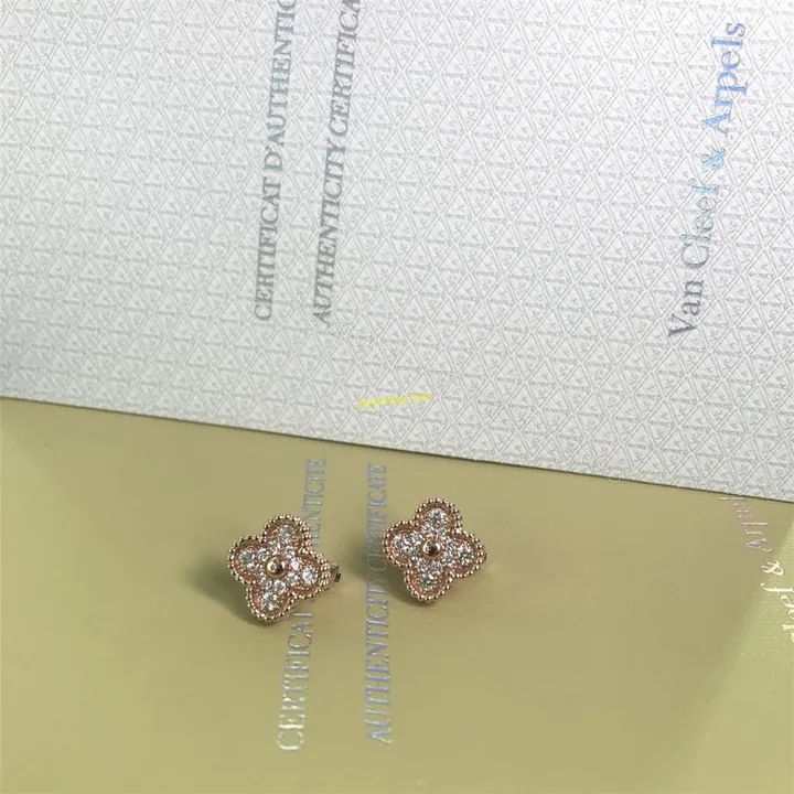 View 1 of Van Cleef & Arpels Vintage Alhambra Earrings Dimaonds Yellow Gold VCARA44700