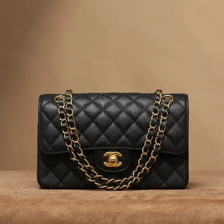View 1 of 高仿Chanel*CF系列魚子醬口蓋包黑金S免檢版