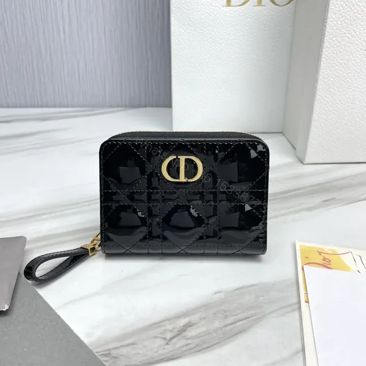 View 1 of Chic Luxe Quilted Wallet + Logo Clasp - Patent Black