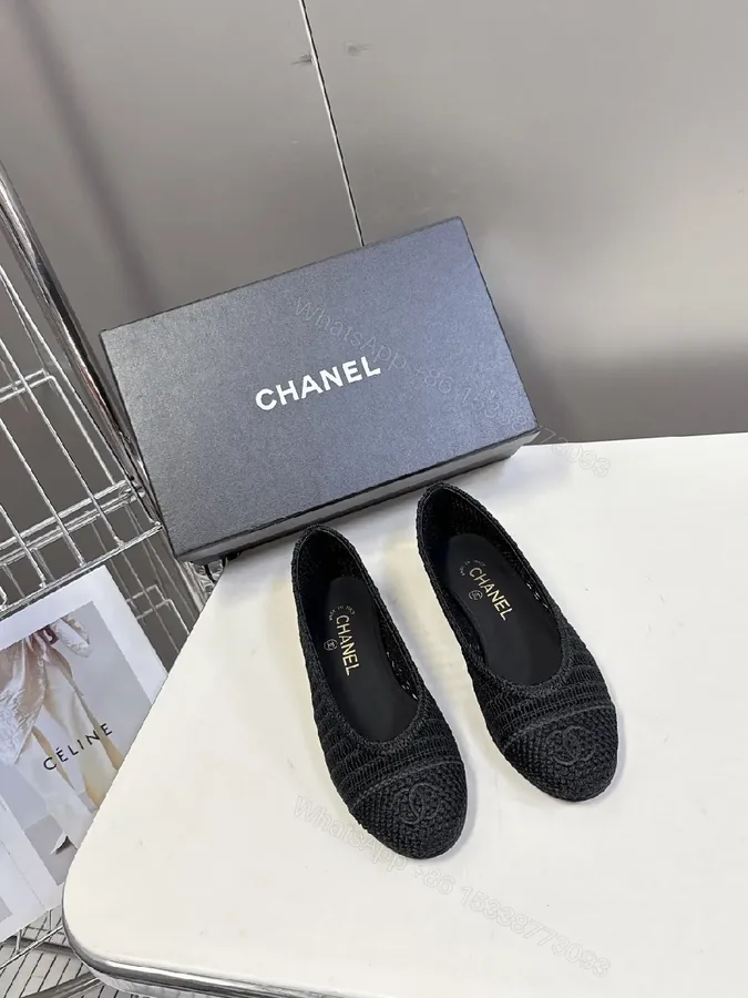 View 1 of Black Knit Ballet Flats | Subtle Logo Detail, Designer-Inspired Comfort