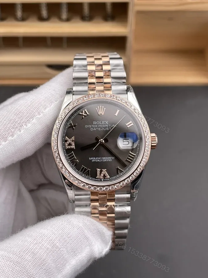 View 1 of Rolex Datejust 31 Stainless Steel Rose Gold Diamond Grey – Roman Jubilee 278381RBR-0030