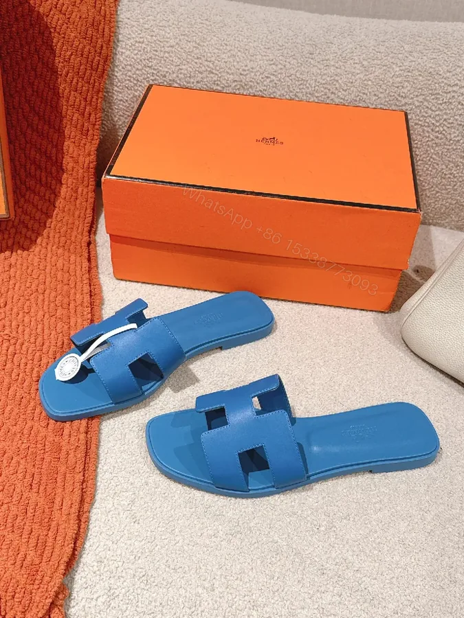 View 1 of Blue Leather Signature Sandals – Urban Luxe Comfort, Everyday Style
