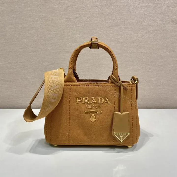 View 1 of 高仿Prada*1BA038刺繡徽標Tote手袋棕色Mini免檢版
