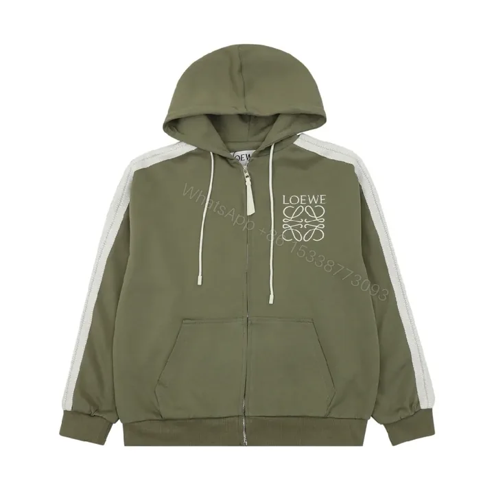 View 1 of Olive Track Hoodie: Olive, Knit, Modern, Textured Stripes, Hoodie