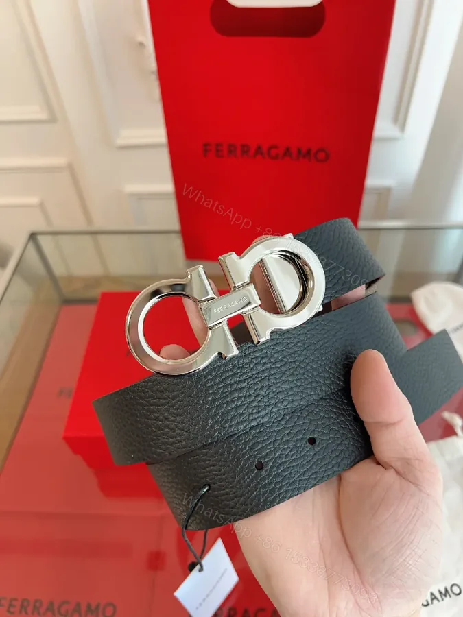 View 1 of Black Leather Belt with Double-Gold Hardware, Modern Architectural Twist