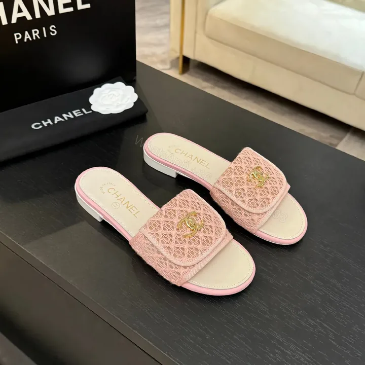 View 1 of Pink Lace Slide Sandals, Cushioned insole, Couture-Inspired Comfort