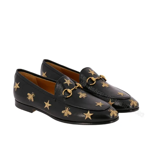 View 1 of Gucci Jordaan Embroidered Leather Loafer Black