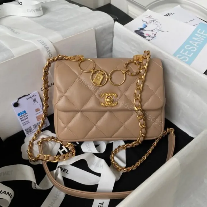 View 1 of Chanel Woc Brown Handbags Pearl Handle Plated 11.5×14.5x5cm