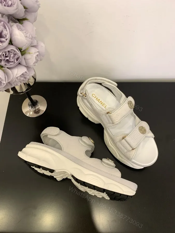 View 1 of White Uppers Platform Sandals: Elevated Comfort & Signature Detailing