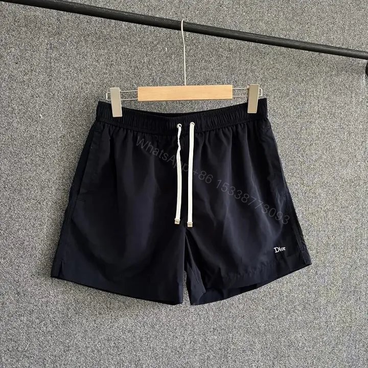View 1 of Black Nylon Swim Shorts Drawstring Quick-Dry Dior-style