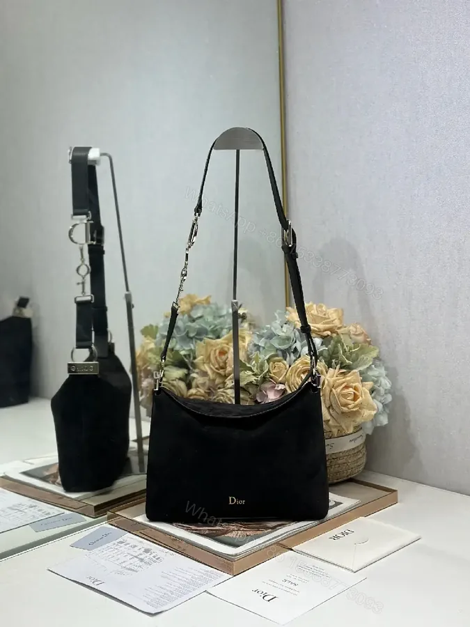 View 1 of Compact Black Diors Inspired Shoulder Bag: Everyday Luxury