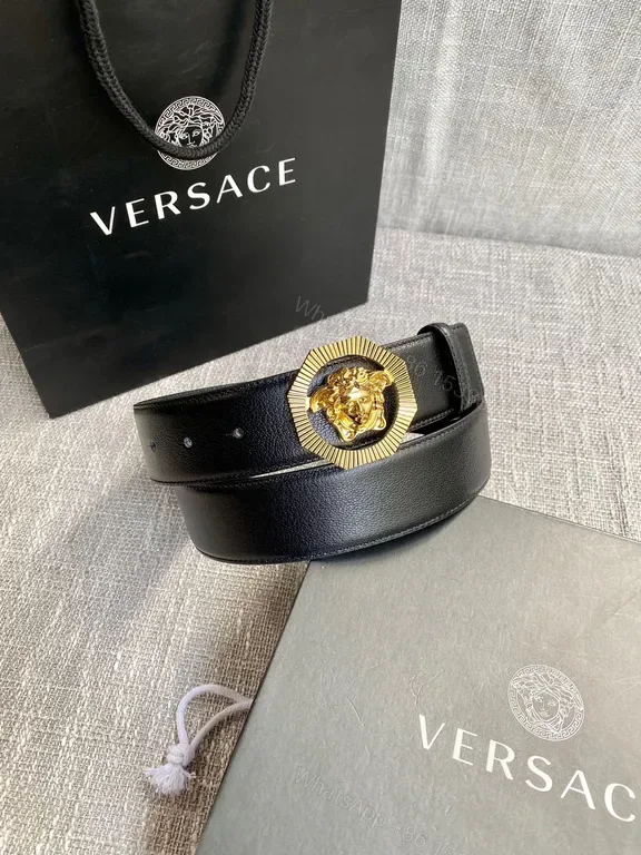View 1 of Iconic Medusa Buckle Belt â€“ Premium Leather, Luxury Metallic Buckle