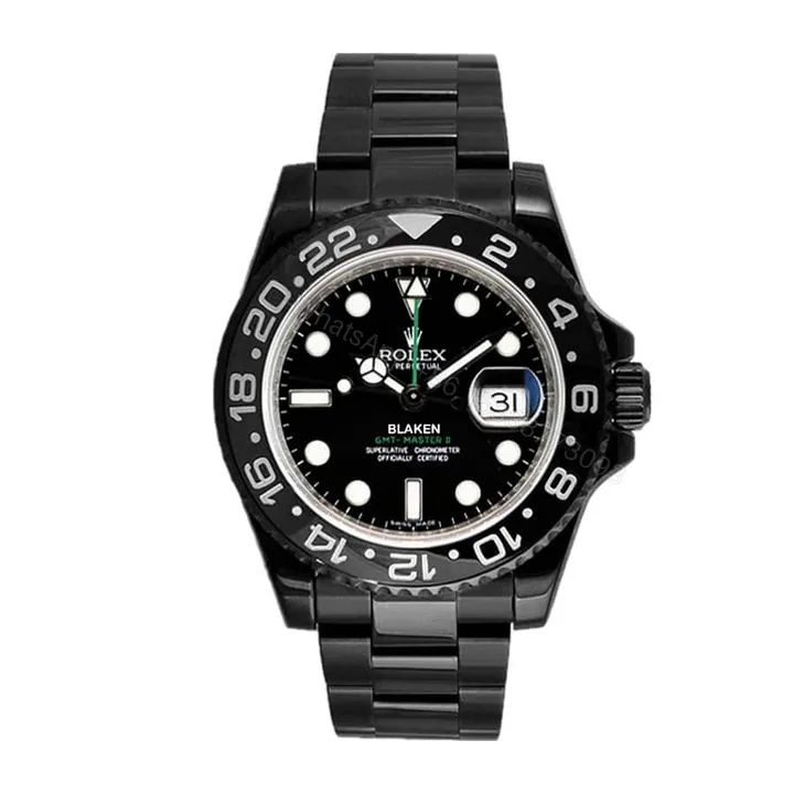 View 1 of Rolex GMT-Master II 116710 Super Clone: Blaken DLC-PVD 40mm Black Dial