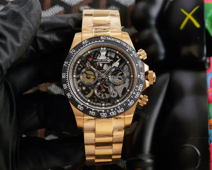 View 1 of Best Rolex Daytona Skeleton replica 43MM Gold Oyster Bracelet Edition ROLEX-DAYTONA-SKEL-GOLD-43