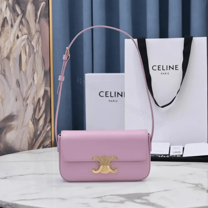 View 1 of Celine Triomphe Handbag Replica 11 Pink Super Smooth Leather 20x12cm