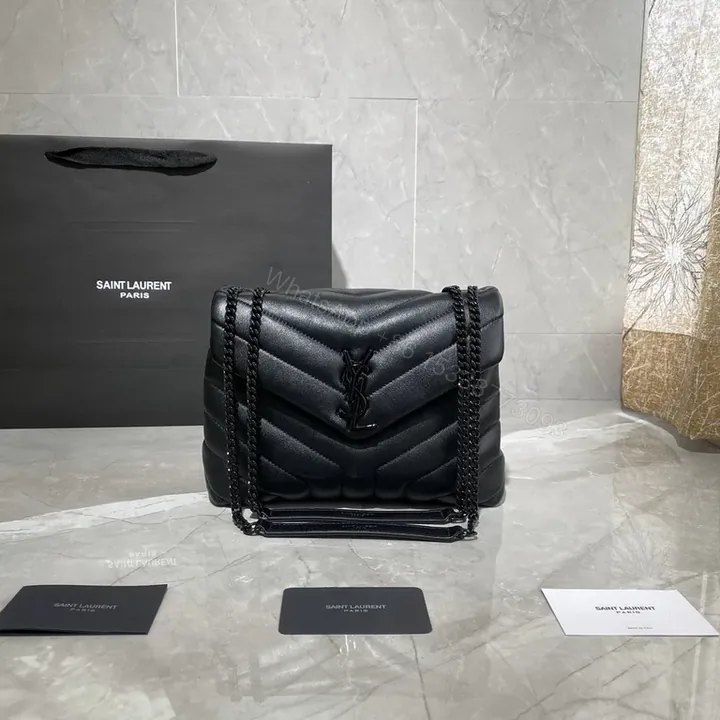 View 1 of Chic Black Quilted Leather Shoulder Bagâ€”YSL Luxury