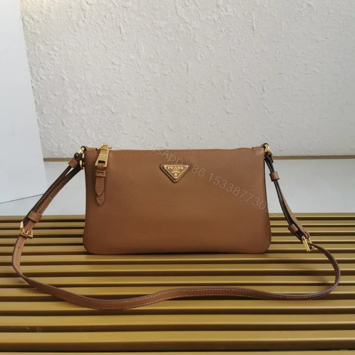 View 1 of Prada Leather Shoulder Bag Brown