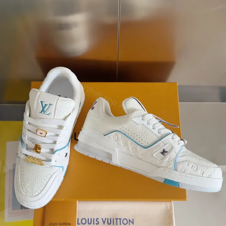 View 1 of Premium White Leather High-Tops with Textured Accents