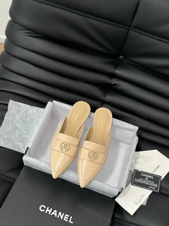 View 1 of Chanel-Inspired Nude Leather Mules â€” Sleek Everyday Luxe