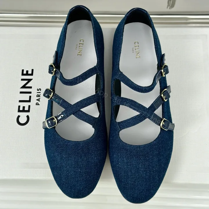 View 1 of 高仿Celine*360194585塔扣瑪麗珍單鞋水洗丹寧免檢版