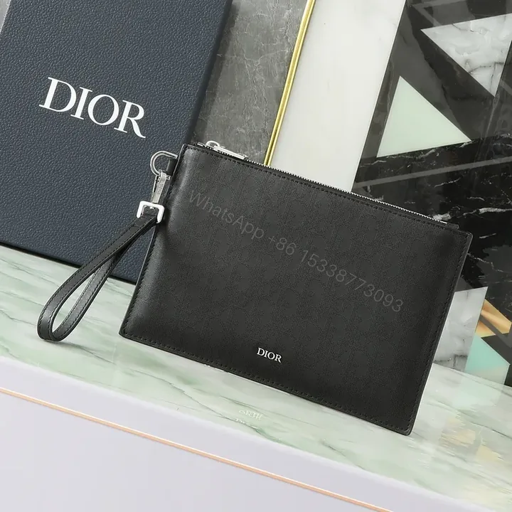 View 1 of Dior Black Coated Canvas Clutch â€” Minimal Luxury, All-Day Ready