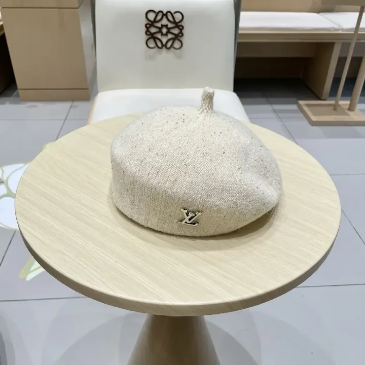 View 1 of Glitter Beret with Luxe LV-Style Motif, All-Day Shine