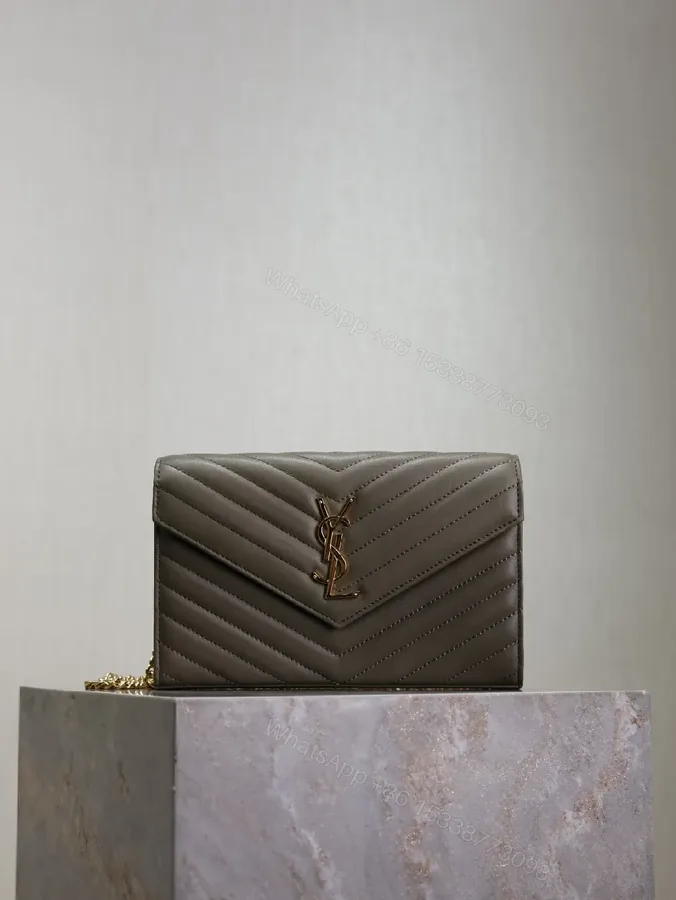 View 1 of Quilted Leather Wallet with YSL Hardware – Slim Luxury