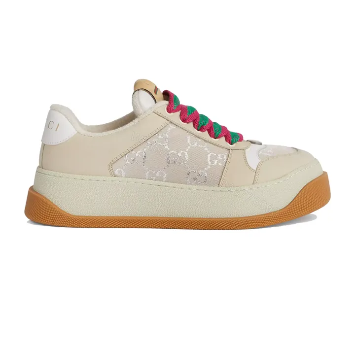 View 1 of GUCCI SCREENER TRAINER SNEAKERS WHITE GG LAME CANVAS – GC173