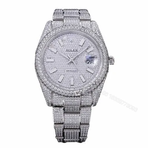 View 1 of Replica Rolex Datejust 116334 Iced Out Diamond Pave Dial